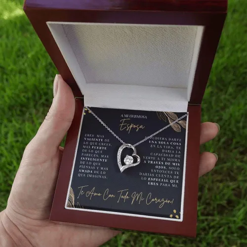Vista 4 de LEXPO Para Mi Hermosa Esposa - Collar Regalo Personalizado Para Esposa, Novia, Pareja, Amor, Aniversario, Cumpleaños, Celebración - FL129