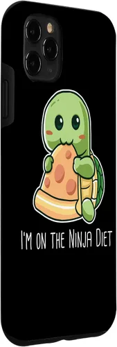 Vista 3 de Funda para iPhone 11 Pro Max I'm On The Ninja Diet Divertida Tortuga Comiendo Pizza Nerd Geek