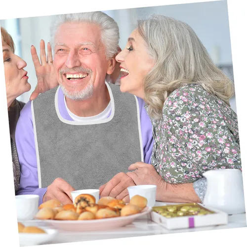 Vista 4 de Babero ajustable para adultos para la hora de comer y protector de alimentación lavable para ancianos y necesidades especiales, protector de ropa