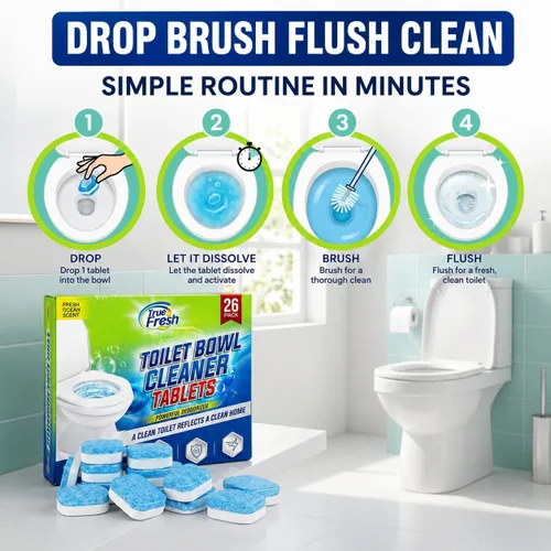 Vista 2 de True Fresh - Tabletas limpiadoras para inodoro, paquete de 26, seguras para sépticas, aroma oceánico