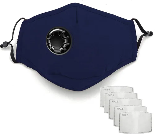 Vista 9 de Mascarilla reutilizable lavable de algodón de alta calidad con válvula de respiración y bolsillo para filtro (incluye 5 filtros gratis)