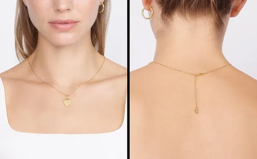 Vista 4 de Jewelry Atelier Collares de corazón rellenos de oro dije de corazón con relleno de oro amarillo de 14 quilates con cadena de clip sólido para mujer