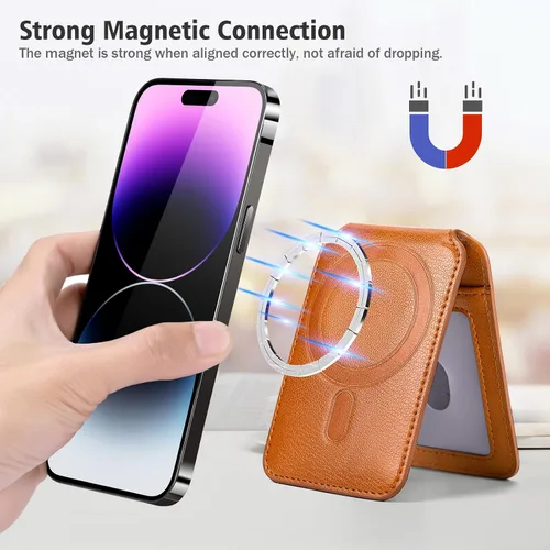 Vista 2 de nuoku Cartera magnética para teléfono compatible con cartera Magsafe, tarjetero magnético para iPhone 15/14/13/12, no compatible con 13/12 mini