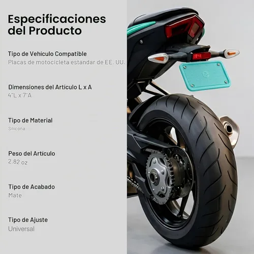 Vista 2 de Rightcar Solutions Marco de matrícula de motocicleta de silicona de alta calidad, a prueba de óxido, a prueba de sonajeros, resistente a la Azul