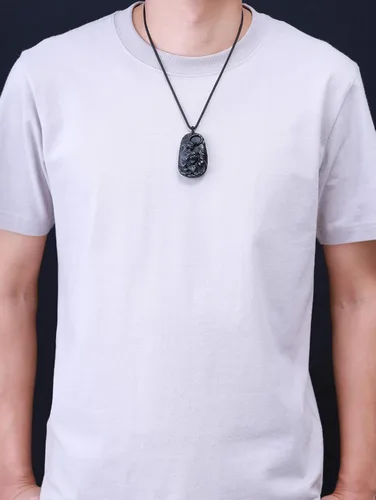 Vista 2 de COAI Collar de piedra de obsidiana negra tigre para hombre