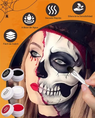 Vista 3 de Lictin Special Effects SFX Zombie Maquillaje Kit 18PCS Negro Blanco Rojo