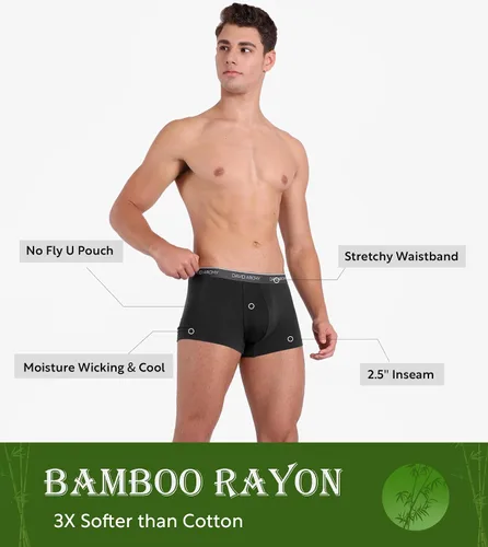 Vista 3 de DAVID ARCHY Mens Underwear Ultra Soft Breathable Bamboo Rayon Trunks Pack