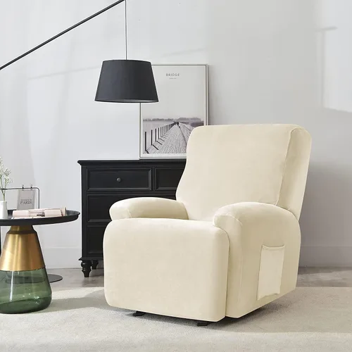 Vista 2 de Funda de terciopelo para sofá reclinable con abertura, funda elástica para sofá reclinable, funda elástica para muebles antideslizantes con parte