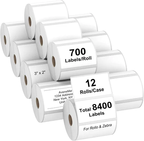 Vista 13 de AveneMark 12 rollos de etiquetas térmicas directas adhesivas de 2" x 1" para códigos de barras, direcciones postales, etiquetas de envío compatibles