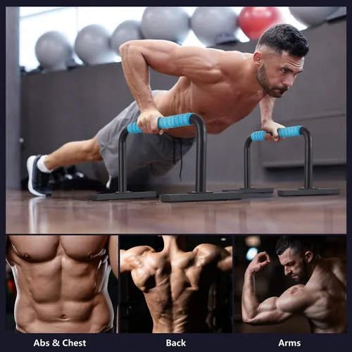 Vista 4 de Paraletas de entrenamiento de fuerza, barras de flexión, asas de flexiones, equipo de calistenia para entrenamiento en casa, barras de gimnasia