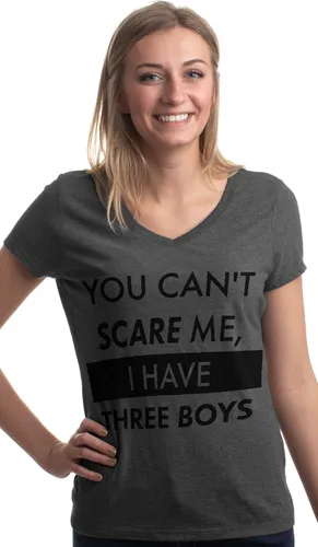 Vista 3 de You Can't Scare Me, I Have Children Funny Mom Mommy Mama Cute Joke Women V-Neck T-Shirt