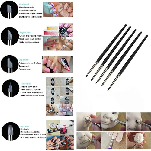 Vista 2 de COMIART 5pcs Flexible Clay Sculpture Tools Silicon Color Shaper Brushes Size 0