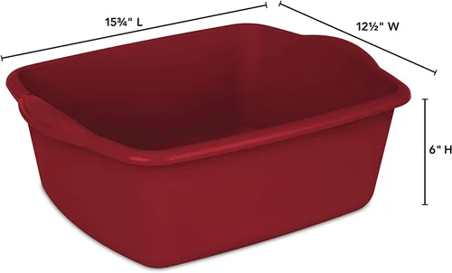 Vista 4 de Sterlite - Lavabo de 12 cuartos de galón, multiusos, 15 3/4 x 12 1/2 x 6 pulgadas, rojo, paquete de 1