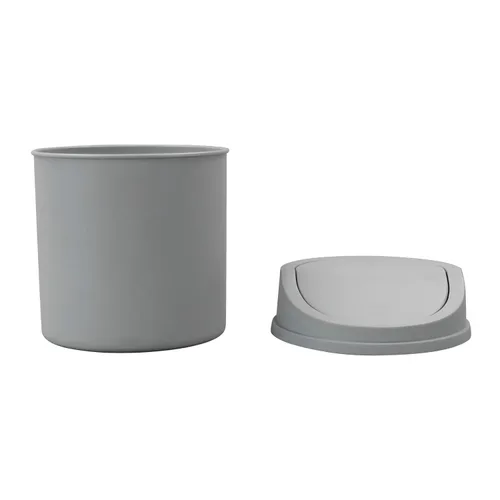 Vista 3 de Mini bote de basura de plástico con tapa abatible, bote de basura pequeño de 0.7 galones, color gris