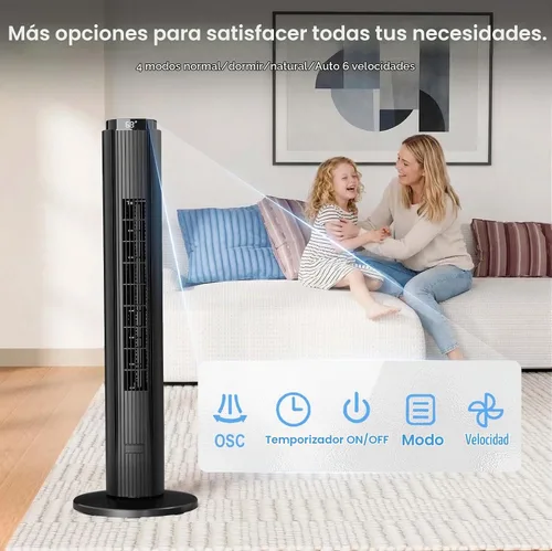 Vista 2 de Antarctic Star Ventilador de torre portátil sin aspas oscilante de 80° para dormitorio, temporizador de 12 horas, 6 modos de velocidad, 4 modos