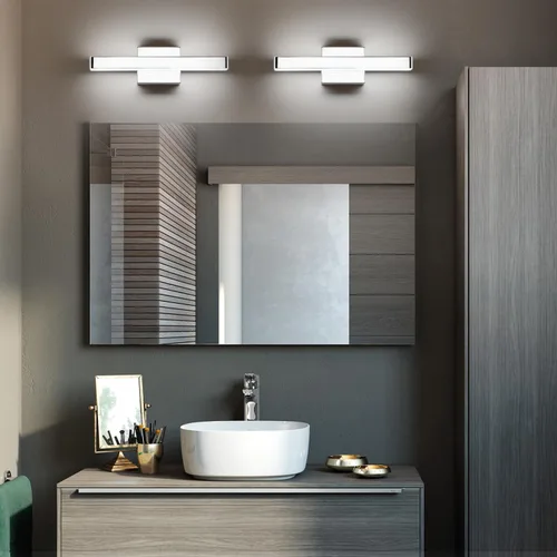 Vista 6 de Barra de luz LED moderna para tocador de baño (16 pulgadas, blanco frío 6000 K), accesorios de iluminación de pared de baño de acrílico moderno