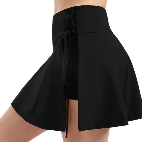 Vista 5 de Blaosn Faldas de tenis fluidas para mujer, pantalones cortos de entrenamiento para golf, atléticos, de cintura alta, con bolsillos, con abertura