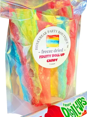 Vista 4 de Rollos de frutas liofilizadas – 5 rollos de frutas completas – Se envía en una caja – Tinte tropical Tye y fresa