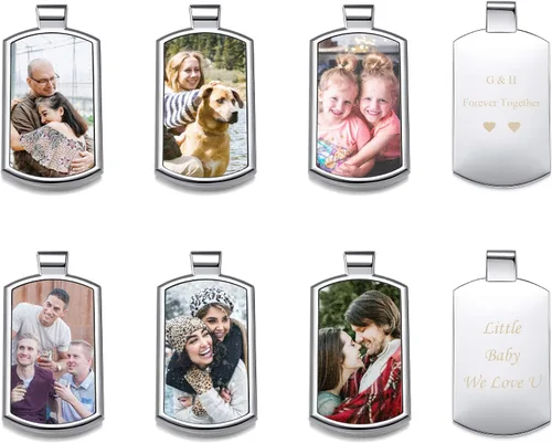 Vista 3 de PiercingJ Llavero personalizado con fotos a color y mensaje regalo conmemorativo de aniversario para pareja novia amante