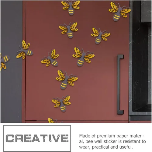 Vista 5 de PartyKindom Calcomanías de pared con temática de abejas para niños, calcomanías de pared para dormitorio extraíbles