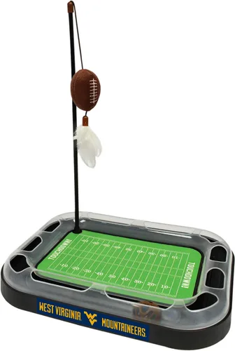Vista 35 de Pets First NCAA Alabama Crimson Tide Football Field - Juguete rascador para gatos con peluche relleno de hierba gatera y juguete de plumas, con bola