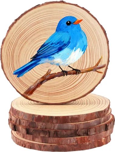 Vista 15 de FSWCCK Paquete de 6 rodajas de madera redondas naturales sin terminar, círculo de madera de 7-8 pulgadas, losas de madera grandes para centros