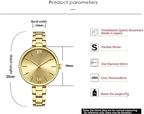 Vista 3 de Relojes de pulsera ultrafinos de cuarzo con banda de acero inoxidable estrecha para mujer
