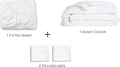 Vista 2 de Juego de funda de edredón, sábana bajera y fundas de almohada, juego de ropa de cama de 4 piezas, hecho de 100% algodón Giza egipcio de ensueño