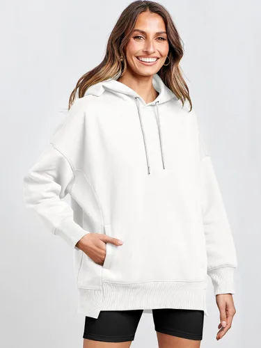 Vista 2 de ANRABESS Sudaderas con capucha de gran tamaño para mujer, sudadera de forro polar 2024, trajes de moda para adolescentes y niñas