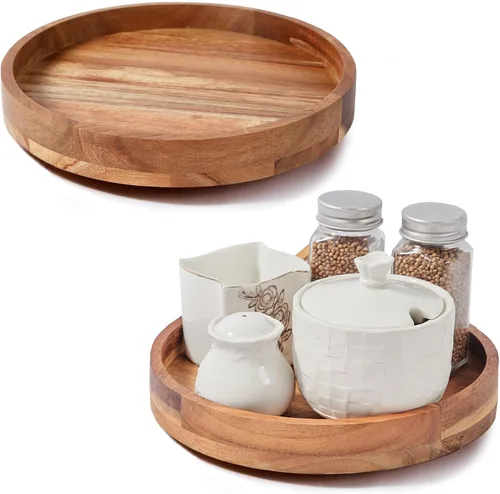 Vista 14 de Organizadores Lazy Susan de Madera de Acacia de 10 Pulgadas, ACIAZAAZ Lazy Susan Giratorio para Gabinete, Giratorio de Cocina para Almacenamiento