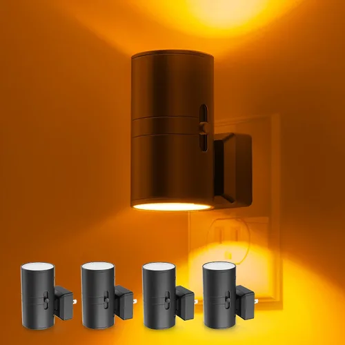 Vista 18 de L LOHAS LED Luz nocturna enchufable, luces nocturnas modernas enchufables a la pared, sensor de atardecer a amanecer, blanco suave 3000K, brillo