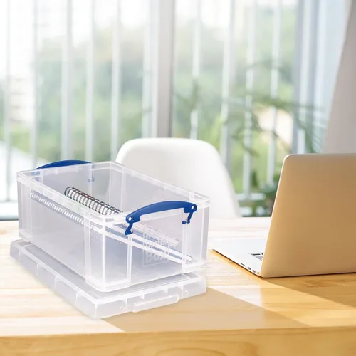Vista 5 de Really Useful Box - Contenedores de almacenamiento de plástico apilables de 9 litros con tapa de cierre y asas con clip incorporado