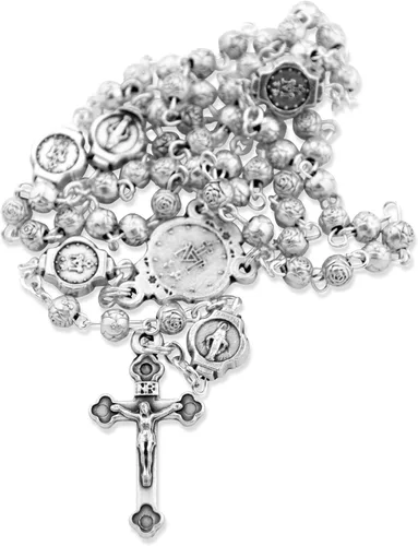 Vista 2 de Set de regalo de rosario católico para primera comunión o confirmación (Miraculous Medal Plain), Metal Plástico Esmalte