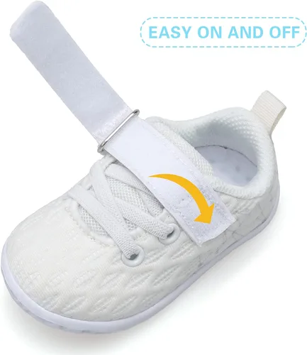 Vista 3 de FEETCITY Zapatillas de bebé para niños y niñas, zapatos de primera caminata, zapatos de cuna para recién nacidos, zapatos de meter
