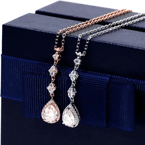 Vista 13 de TIANYU GEMS Collar con colgante de moissanita amarilla de 2 quilates para mujer, plata de ley chapada en oro amarillo de 18 quilates, pera amarilla