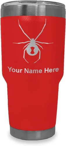 Vista 23 de LaserGram Vaso aislado al vacío de 20 onzas, araña viuda negra, grabado personalizado incluido (negro)