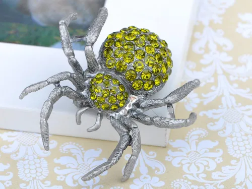 Vista 4 de Alilang Broche de cristal brillante de plata con forma de araña de Halloween