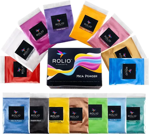 Vista 10 de Rolio Pigmento de color nacarado en polvo de mica de alta calidad, juego de arte para resina epoxi, para fabricación de jabón, esmalte de uñas