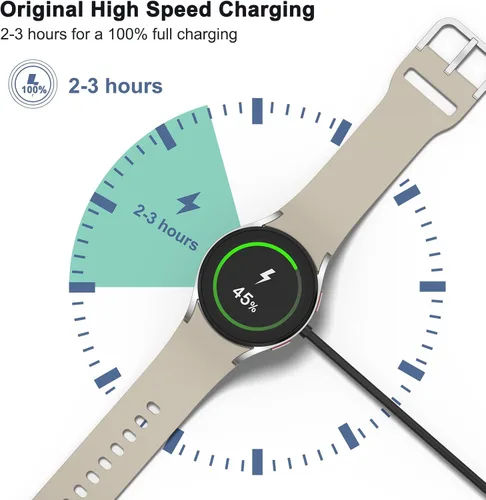 Vista 5 de Vancle Cargador de pared rápido para Samsung Galaxy Watch 8/8 Classic/7/6/5/4/3/Active 2/Active, 3.3 pies magnético USB carga cable Dock soporte