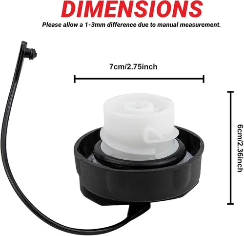 Vista 2 de 52030377AB 52030377AA Tapa del depósito de combustible Tapa de llenado de gas para Dodge Ram 1500 2500 3500 Promaster Dakota Caliber Challenger
