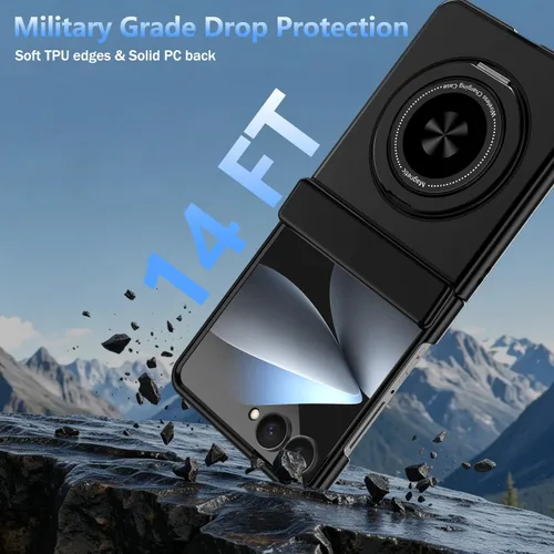 Vista 8 de Hekodonk Funda para Galaxy Z Flip 8 con soporte giratorio de 360º, compatible con MagSafe, protector de pantalla frontal, soporte de anillo Todo