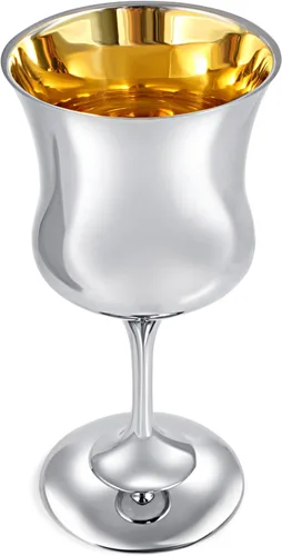 Vista 3 de Zion Judaica - Copa clásica de Kidush de alto pulido para Shabat, Pascua y Yom Tov, 5.75 onzas, copa de vino para Rosah Hashaná, regalo de año nuevo