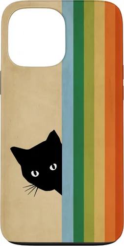 Vista 24 de Black Kitty Cat - Retro Vintage Rainbow Phone Case for iPhone 17