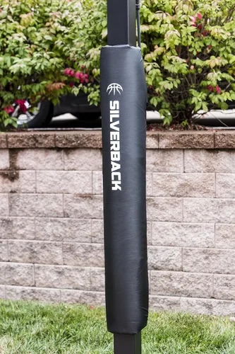 Vista 13 de Silverback Aro de baloncesto de altura ajustable en el suelo con tablero de vidrio templado, borde de separación profesional y almohadilla de tablero