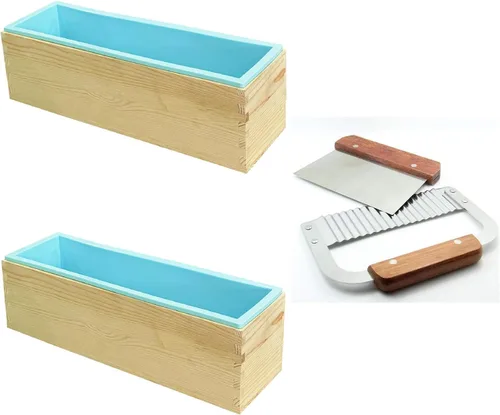 Vista 11 de 2 piezas molde de silicona para jabón rectangular flexible, para hacer velas, jabones caseros, manualidades (Azul)