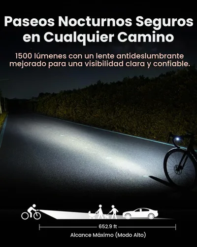 Vista 3 de Magicshine Luz de bicicleta RN 1500S, luces de bicicleta para conducción nocturna con montaje inferior, control FTR LightSync, recargable por USB