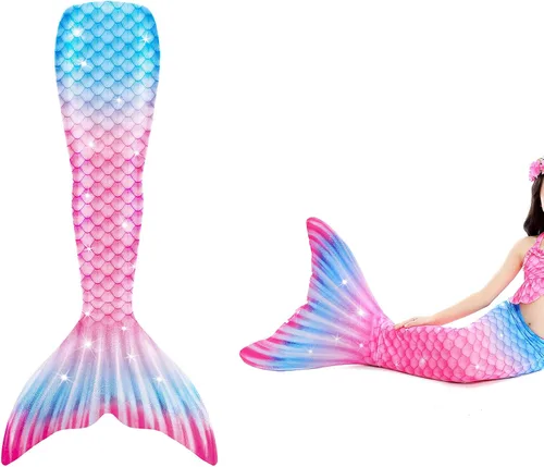 Vista 2 de Colas de sirena para mujer, cola de sirena a juego para niñas