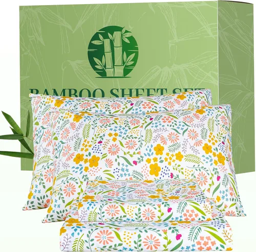 Vista 28 de Bedlifes Juego de sábanas refrescantes de 3 piezas tamaño individual con mezcla de rayón derivado de bambú, suave y transpirable, bolsillo profundo