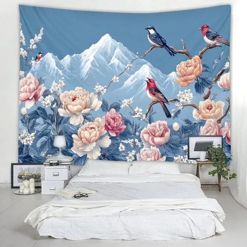 Vista 10 de WODEJIAFANG Tapiz estético de tela para pared, tapiz decorativo de girasol, fondo de oficina, divisor de habitación para dormitorio, jardín al aire