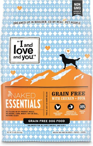 Vista 15 de I and love and you Naked Essentials Alimento Seco para Perros - Pollo + Pato - Alto en Proteínas, Carne Real, Sin Rellenos, Prebióticos +
